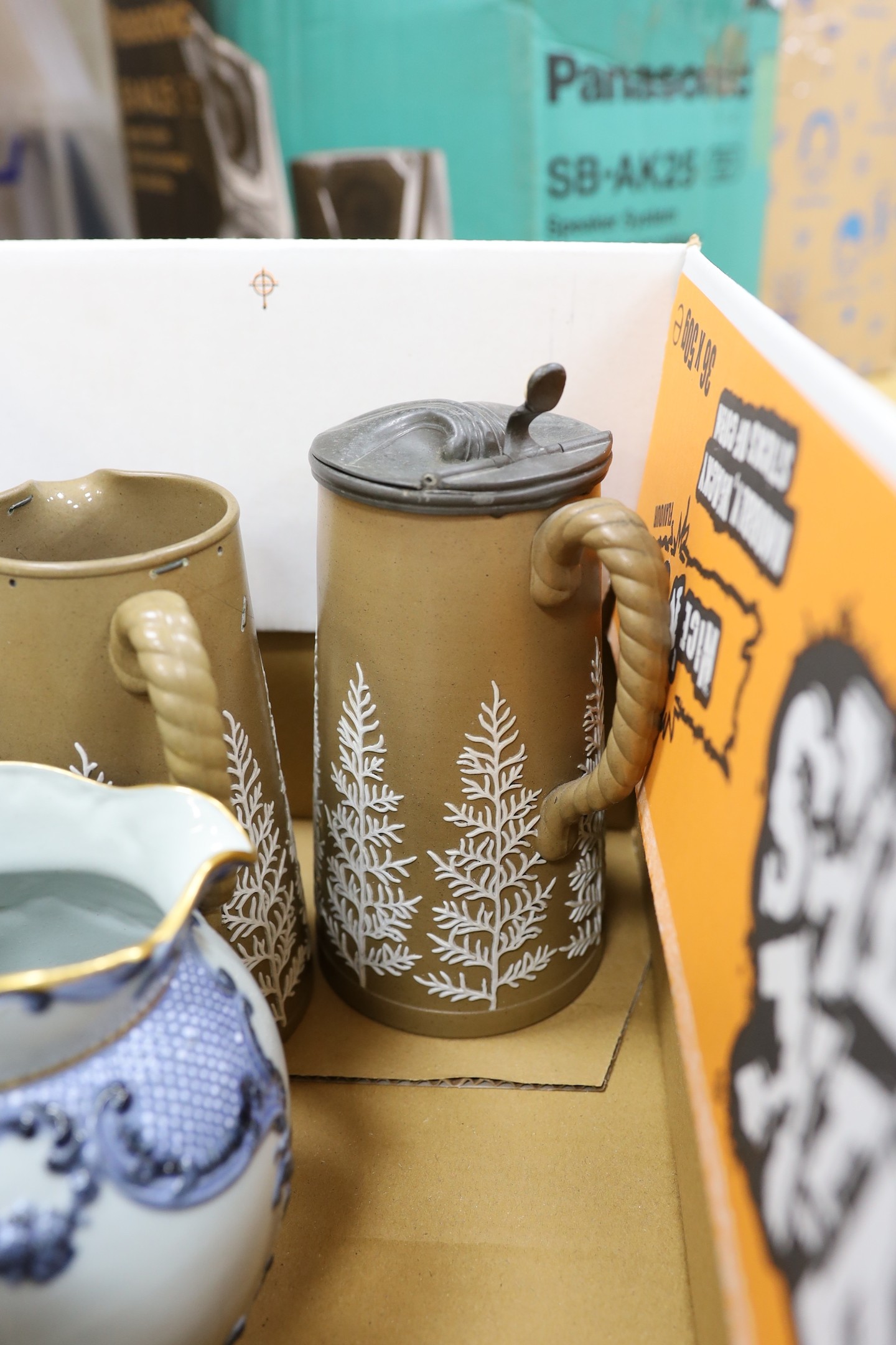 A group of various jugs, to include Copeland etc.